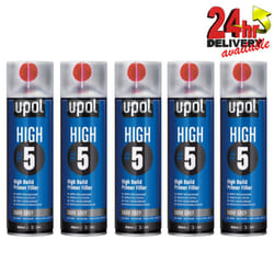 5 X U-Pol HIGH5 1K Ready For Use DARK GREY High Build Primer Paint 450ml UPOL