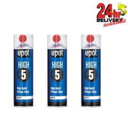 3 X U-Pol HIGH5 1K Ready For Use WHITE High Build Primer Paint 450ml UPOL