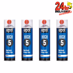4 X U-Pol HIGH5 1K Ready For Use WHITE High Build Primer Paint 450ml UPOL