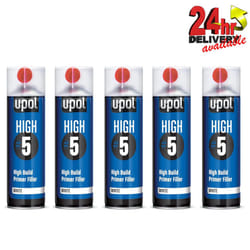 5 X U-Pol HIGH5 1K Ready For Use WHITE High Build Primer Paint 450ml UPOL