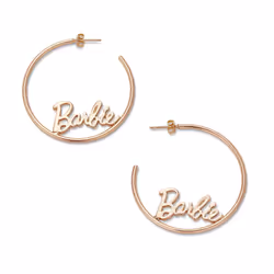 Barbie Script Logo Hoop Earrings (Rose Gold)