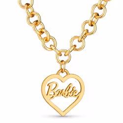 Barbie Round Link Heart Necklace - Gold
