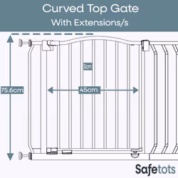 Safetots Curved Top Safety Gate - Matt Black, 171cm - 180cm