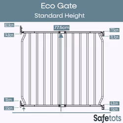 Safetots Eco Screw Fit Baby Gate - 70cm - 80cm, Grey