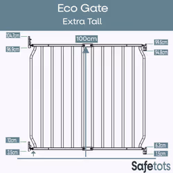 Safetots Extra Tall Eco Screw Fit Baby Gate - 70cm - 80cm, White