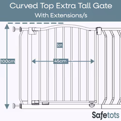 Safetots Extra Tall Curved Top Gate - Matt Grey, 134cm - 143cm