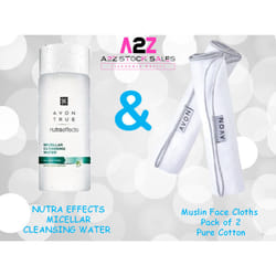 Avon Nutraeffects Micellar Cleansing Water & 2 Cotton Muslin Cloths