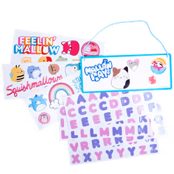 Squishmallows Customisable Room Sign 128 Reusable Stickers Included 25 x 10 cm