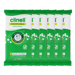 Universal Biodegradable Cleaning and Disinfectant Wipes for Surfaces - Pack of 6 - 60 Wipes per Pack (360 Wipes) -