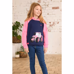 Jill Kids Hoodie - 5-6 Yrs, Pink Tractor AppliquÃ©