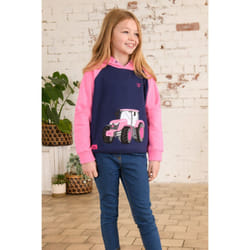 Jill Kids Hoodie - 5-6 Yrs, Pink Tractor AppliquÃ©
