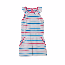 Penelope Kids Playsuit - 1-2 Yrs, Teal Pink Stripe
