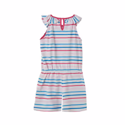 Penelope Kids Playsuit - 3-4 Yrs, Teal Pink Stripe