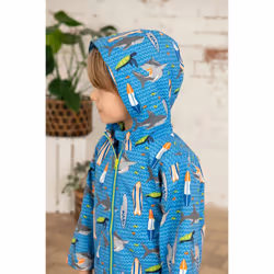 Ethan Kids Waterproof Jacket - 6-7 Yrs, Shark Surf Print