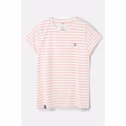 Seashore Womens T-Shirt - UK 14, Cloud Pink Stripe