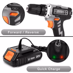 Terratek Cordless Drill Driver 20V Combi Electric Screwdriver Set