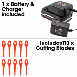Terratek 20V Electric Cordless Strimmer Grass Trimmer Lightweight 110 x Blades