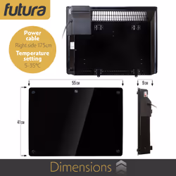 Panel Heater Glass 1000W Black Futura
