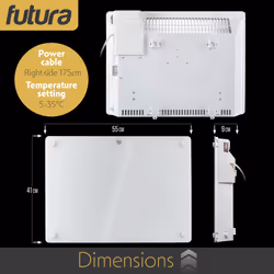 Panel Heater Glass 1000W White Futura