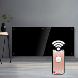 Futura 2000W Black Glass Electric Panel Heater WiFi Wall Mounted