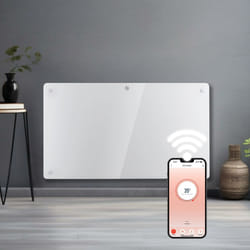 Futura 1500W White Glass Electric Panel Heater WiFi Wall Mounted