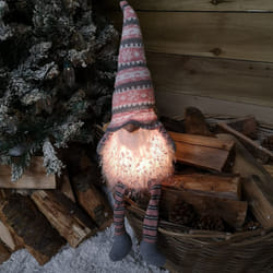 Premier 50cm Sitting Male Christmas Gonk  LED with Striped Hat