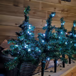 6pc 5m Christmas Green Tree Outdoor Path Lights with 15 White LEDs per Tree