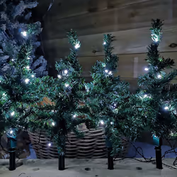 6pc 5m Christmas Green Tree Outdoor Path Lights with 15 White LEDs per Tree