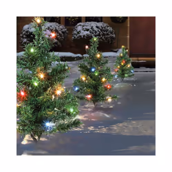 6pc 5m Christmas Green Tree Outdoor Path Lights with 15 Multi Colour LEDs per Tree