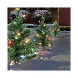 6pc 5m Christmas Green Tree Outdoor Path Lights with 15 Multi Colour LEDs per Tree