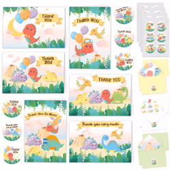 Decorably Thank You Cards with Envelopes & Stickers Baby Shower Cards - 30 Pack Dinosaur Thank You Cards with Envelopes & St ...