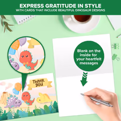 Decorably Thank You Cards with Envelopes & Stickers  Baby Shower Cards - 30 Pack Dinosaur Thank You Cards with Envelopes & Stickers  Blank Inside 4.9x