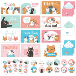 Decorably Thank You Cards with Envelopes & Stickers  Animal-Themed Cards - 24 Pack Cat Thank You Cards  Blank Inside Thank You Cards Cats  6x4in 6x4in