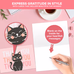 Decorably Thank You Cards with Envelopes & Stickers  Animal-Themed Cards - 24 Pack Cat Thank You Cards  Blank Inside Thank You Cards Cats  6x4in 6x4in