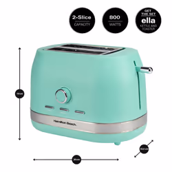Hamilton Beach, Toaster 2 Slice, Ella, 800W, Matte Mint, HBT1322MM