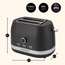 Hamilton Beach, Toaster 2 Slice, Ella, 800W, Matte Charcoal, HBT1322MCH