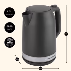 Hamilton Beach, Electric Kettle, Ella, 1.7L, Matte Charcoal, HBK3045MCH