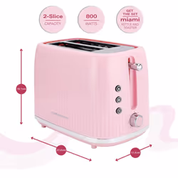 Hamilton Beach, Miami Toaster, 2 Slice, Flamingo Pink, HB1420F