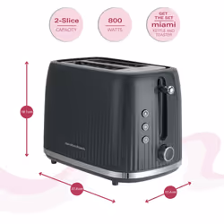 Hamilton Beach, Miami Toaster, 2 Slice, Charcoal Grey, HB1420CH