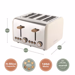 Hamilton Beach, Scandi Toaster, 4 Slice, Matte Cream, HBT02MC