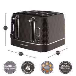 Hamilton Beach, Diamond Toaster, 4 Slice, Black, HBT3221B