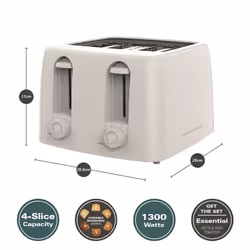 Hamilton Beach, 4 Slice Toaster, Essentials, White, 1300W, HB4T5032W