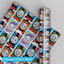 Birthday Wrapping Paper, Thomas Gift Wrap, 2 Sheets & 2 Tags
