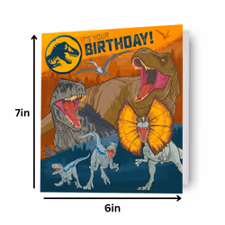 Jurassic World Birthday Badged Dinosaur Card
