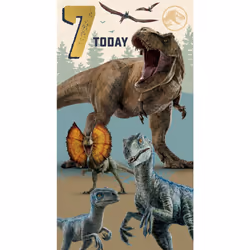 Jurassic World Age 7 Birthday Card