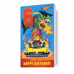 HOT WHEELS AGE 6 BIRTHDAY CARD