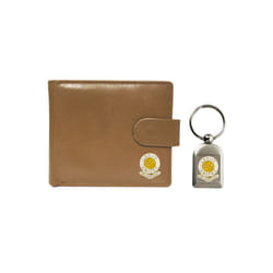Leeds United Football Club Beige Leather Wallet And Keyring