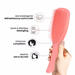 Tangle Teezer Ultimate Detangler Naturally Curly Hair Brush  Dry & Wet Hairbrush  Reduces Frizz & Breakage  for 3C to 4C Curly Hair Types  Pink Salmon
