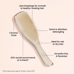The Ultimate Detangler Chrome Hairbrush | For Wet & Dry Hair | Detangles All Hair Types | Reduces Breakage, Eliminates Knots | Two-Tiered Teeth & - Additional view 2