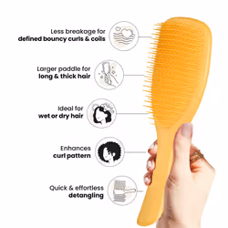Tangle Teezer Ultimate Detangler Hair Brush  Dry & Wet Hairbrush  Reduces Frizz & Breakage  for Curly to Coily  3C to 4C Hair Types  Large  Yellow Daf - Additional view 3